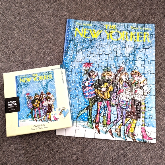Complete NEW YORKER "Caroling" CHRISTMAS 100pc 7x9" Jigsaw Puzzle - Picture 1 of 3